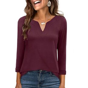 anrabess womens 3/4 طول الأكمام من القمصان الخامسة القمصان الأساسية 2025 الربيع الصيف الأنيقة ملابس تونك الملابس غير الرسمية