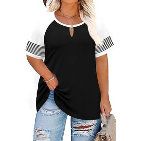 TCOT Womens Plus Size Tops Summer Raglan Short Sleeve Tunic Tups Tops Blouse T Shirts XL-5XL