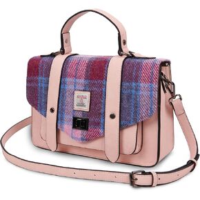 Pink and Blue Tartan Large Satchel