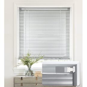 LazBlinds No Tools-No Drill 1" Aluminum Mini Blinds, Cordless Blinds for Indoor Windows, Light Filtering Horizontal Blinds and Shades for Window Size 32'' W x 64'' H, White
