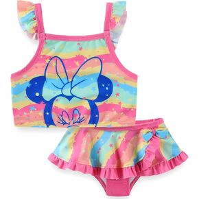 Disney Minnie Mouse Girls UPF 50+ Bathing Suit Tankini Top and Bikini Bottom Swimsuit Set for Toddler and Big Kids