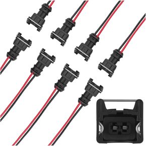 8PCS Fuel Injector Connector,Fuel Injector Wiring Harness Compatible with Any RC, Bosch EV1 Fuel Injector,Universal Fuel Injector Harness Car Accessories with Waterproof Shell