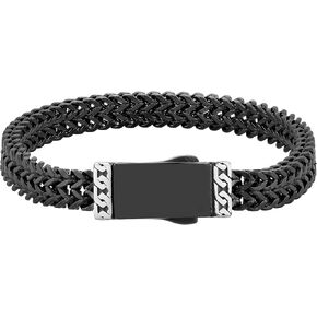 Men's Stainless Steel Double Franco Chain Link Bracelet - Bold Contrast, 8.5" with Black Combination Finish