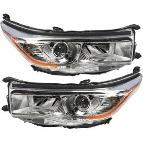 811500E250 811100E250 Left Driver& Right Passenger Side Halogen Headlight Assembly w/o Bulbs Compatible with 2014-2016 Highlander