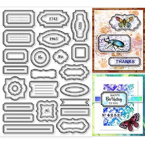 GLOBLELAND ATC Frame Background Clear Stamps for DIY Scrapbooking 11.7x8.3inch Artist Trading Card Silicone Clear Stamp Seals for Cards Making Photo Album Journal Home Decoration in Saudi Arabia