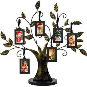 Picture Frames, Family Tree Picture Frames with 6 Hanging Photo Frames, Wall Decor, Table Decor, Gifts for Mom (Bronze, 6-Pack)