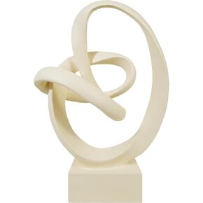 Knot Sculptures, Modern Coffee Table Statues, Abstract Center Piece for Home Office, Dining Living Room Desk Decor, Bookends, 16.5 x 10.5 inch, Beige