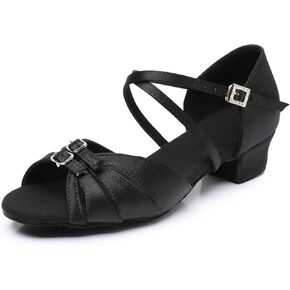 Rosefinch Latin Dance Shoes for Girls Adjustable 1.4" Low Heel Girls Dance Shoes Salsa Tango Practice