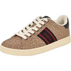 Guess Men's LOVYNS Sneaker, Light Brown Logo Multi 230, 7.5