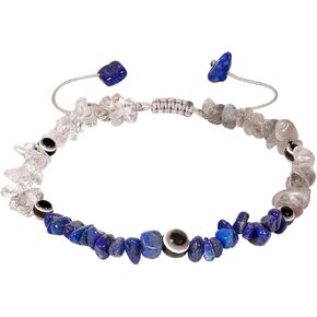Clear Quartz/Lapis Lazuli/Moonstone Beaded Anklet Reiki Crystals Tumbled Chips Ankle Bracelets for Women Evil Eye Jewelry Protection Amulet Gifts