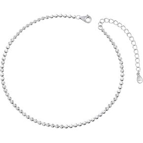 ChainsPro Women Solid Silver Anklet Chain, Resizable, Cuban/Figaro/Flat Mariner Style (Send Gift Box)