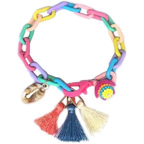 Boho من خلخال بوهو للنساء Y2K HEART RHINESTONE متعددة الألوان الطبقات طلاء طخور كراجية قلادة قوس قزح كاحل الشاطئ الصيف المجوهرات