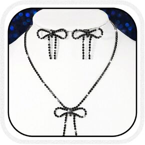 Aukmla Rhinestone Bow Jewelry Set Silver Bowknot Netlace Conclace Terring Sets Prom Prom Wedding Costume Stelaces for Women