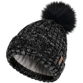 Furtalk Womens Winter Beanie Hat Fleece مبطنة فو فرو بوم بوم بومبون دافئ للنساء