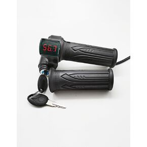 Ebike Throttle with LED Battery Display & Smart Charge Alert, Rubber Grip Ergonomic Design for 12V-72V E-Bikes, Scooters, Full Twist Throttle Ebike Replacement & Upgrade Kit