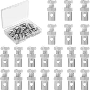 20pcs Universal 1/8" Throttle Brake Cable Ends, Premium Metal Go Kart Throttle Cable Stops Locks Kit Bike Bicycle Brake Cable Clamp Cap Practical Parts Accessories(Silver)