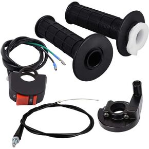 7/8" 22mm Twist Throttle Accelerator Handle Grips and Cable 51" Set With ON/OFF Switch Button for 50cc 125cc 150cc 250cc Mini Bike ATV Quad Pit Bike Dirt bike