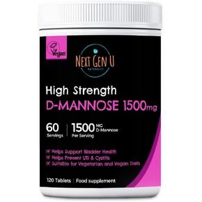 D Mannose - 1500 ملغ - المكملات الغذائية الصحية والغذائية - 120 كبسولات نباتية - قد تساعد في دعم المسالك البولية الصحية والمثانة - بواسطة NextGenu
