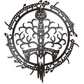 KOYILTD Lord Metal Wall Art Sword Wall Decor for Home Rings Metal Wall Decor Black Wall Art for Room Black Living Room Bedroom Study Wall Hanging Lord Gifts for Him (Mystical)