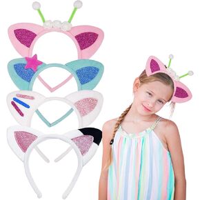 4 pcs Cat Ears Headband Set Party Decorations Headbands,Plush Soft Ears Headband for Cartoon Cosplay Costume Accessories