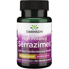 Swanson High-Potency Serrazimes 20000 Units 20000 Units 60 Veg Capsules Enzyme