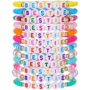 12 PCS Friendship BFF BESTIE Clay Bracelets Set for Women Jewelry