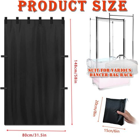 Privacy Curtain for Dance Bags with Garment Rack Curtain with Storage Bag Backstage Privacy Screen for Dance CompetitionsDancer Essentials for Suitcase Competitions & Rehearsals (Black) in Saudi Arabia