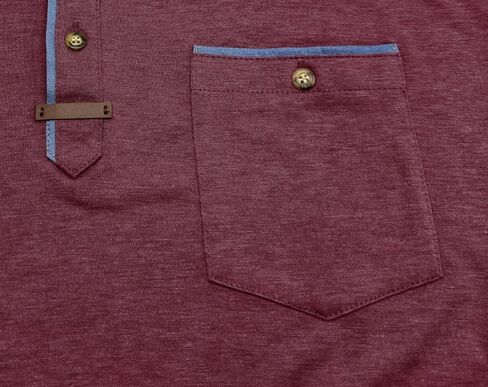 Mens Casual Henley Shirts Short Sleeve Button Down Classic Summer T-Shirt with Pocket in Kuwait