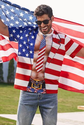 Arvilhill Men's American Flag Shirt 4th of July Short Sleeve T-Shirt Patriotic Tie Dye Tee Shirt (S-3XL) in Kuwait