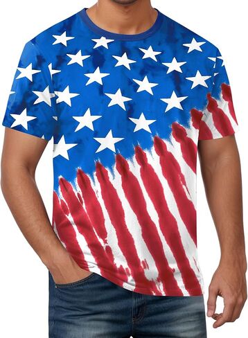 قميص العلم الأمريكي للرجال Arvilhill في الرابع من يوليو ، قميص تي شيرت ، قميص Tee Tee The Hirt (S-3XL) in Saudi Arabia