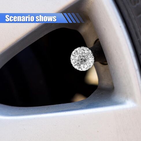 4PCS Bling Diamond Car Tire Valve Stem Cap, Crystal Rhinestone Wheel Valve Protective Cover, Dustproof Auto Tire Air Cap, Universal Vehicle Accessories for Sedan SUV Truck Motorcycle Bike (White) in Saudi Arabia