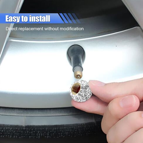 4PCS Bling Diamond Car Tire Valve Stem Cap, Crystal Rhinestone Wheel Valve Protective Cover, Dustproof Auto Tire Air Cap, Universal Vehicle Accessories for Sedan SUV Truck Motorcycle Bike (White) in Saudi Arabia