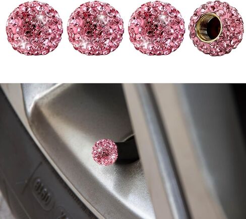 4PCS Bling Diamond Car Tire Valve Stem Cap, Crystal Rhinestone Wheel Valve Protective Cover, Dustproof Auto Tire Air Cap, Universal Vehicle Accessories for Sedan SUV Truck Motorcycle Bike (White) in Saudi Arabia