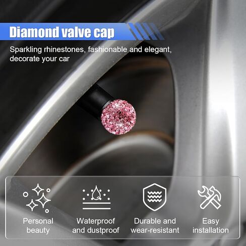 4PCS Bling Diamond Car Tire Valve Stem Cap, Crystal Rhinestone Wheel Valve Protective Cover, Dustproof Auto Tire Air Cap, Universal Vehicle Accessories for Sedan SUV Truck Motorcycle Bike (White) in Saudi Arabia
