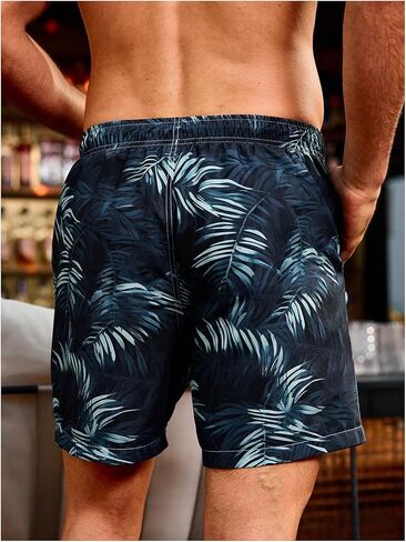 Verdusa Men's Tropical Print Swim Trunks Hawaii Drawstring Low Rise Board Shorts with Pocket in Saudi Arabia