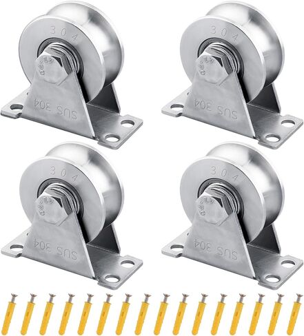 Cable Pulley Wheel Stainless Steel, U Groove Wheel Pulley Block 1 Pack Super Silent Wall Mounted Pulley Block, Double Bearing Rope Pulley for Gym Equipment, Pulley System, Sliding Gate in Kuwait