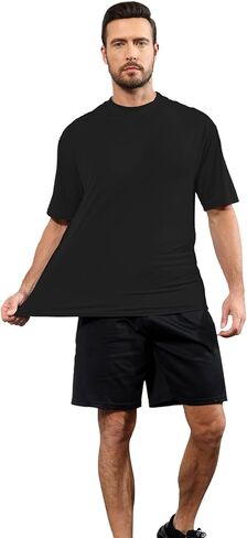 Tshirts غير الرسمي للرجال تم تجريب تي شيرت قصيرة الأكمام جاف ملاءمة خفيفة الوزن طاقم تي شير in Kuwait