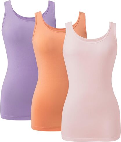 DAVID ARCHY Seamless Tops for Women Combed Cotton Stretch Camisoles for Women 3 Pack in Saudi Arabia