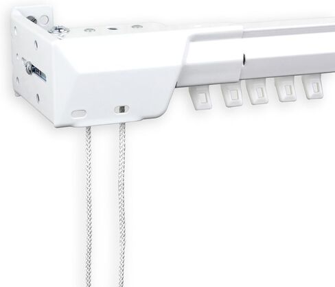 White Heavy Duty Traverse Rod - One Way Cord Left 48-84 inch in Saudi Arabia
