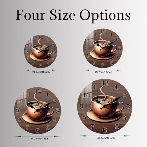 ساعات خشبية للجدران 10 بوصات - كوب من القهوة تعمل بطارية على مدار ساعة الحائط - ساعات الحائط الريفية الصامتة غير الموقوتة لمطبخ غرفة نوم غرفة المعيشة in Kuwait