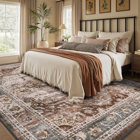 Olive Green 8x10 Area Rugs for Living Room Bedroom Rug Washable Vintage Neutral Farmhouse Rug Carpet Dining Room Rugs Office Retro Oriental Easy Clean Non Slip Large in Saudi Arabia