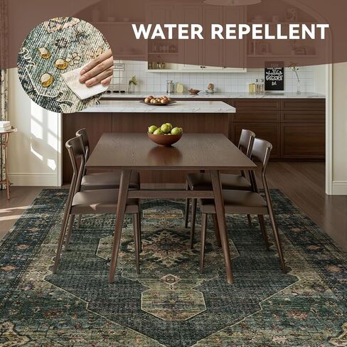 Olive Green 8x10 Area Rugs for Living Room Bedroom Rug Washable Vintage Neutral Farmhouse Rug Carpet Dining Room Rugs Office Retro Oriental Easy Clean Non Slip Large in Saudi Arabia