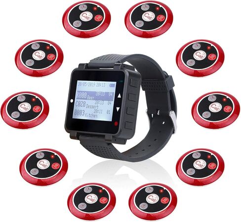 Retekess TD113 Restaurant Server Pagers, Waitress Pager System, 262ft, Adjustable Volume, Touch Screen, 10 4-Key Waterproof Call Buttons for Restaurant, Waiter, Customer in Saudi Arabia