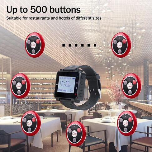 Retekess TD113 Restaurant Server Pagers, Waitress Pager System, 262ft, Adjustable Volume, Touch Screen, 10 4-Key Waterproof Call Buttons for Restaurant, Waiter, Customer in Saudi Arabia