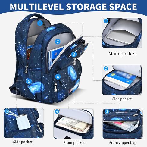 Primary School schoolbag with starry sky pattern For Boys, Large Capacity and Lightweight, Waterproof And Durable, Suitable for children aged 6-12 ， Casual Children's Bag in Saudi Arabia