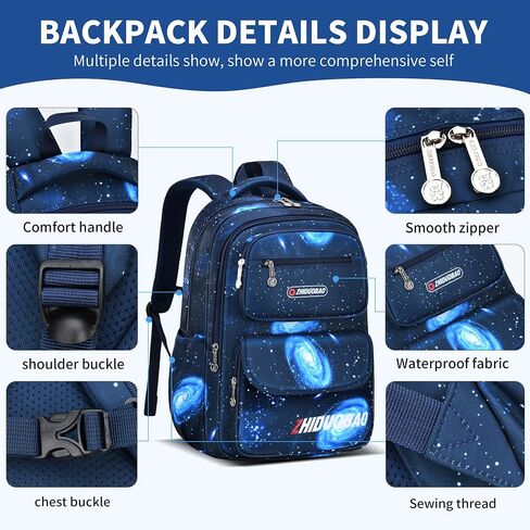 Primary School schoolbag with starry sky pattern For Boys, Large Capacity and Lightweight, Waterproof And Durable, Suitable for children aged 6-12 ， Casual Children's Bag in Saudi Arabia