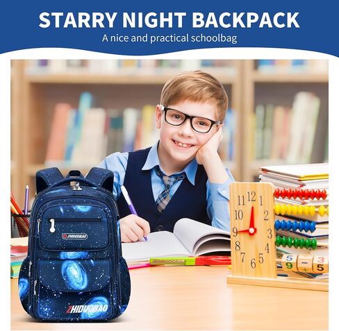 Primary School schoolbag with starry sky pattern For Boys, Large Capacity and Lightweight, Waterproof And Durable, Suitable for children aged 6-12 ， Casual Children's Bag in Saudi Arabia