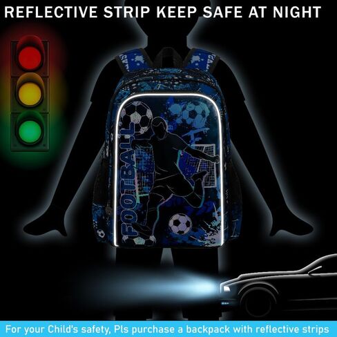 AGSDON 3PCS Kids Backpack for Boys, 17" Football Backpacks with Lunch Box, Water Resistant and Lightweight Bookbag for Teenagers in Saudi Arabia