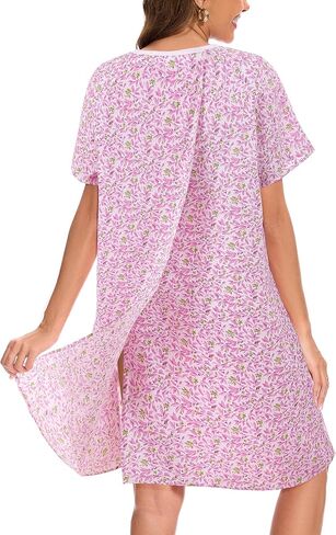 AVIIER 100% Cotton Hospital Gowns for Women Open Back Adaptive Clothing Nightgown Post Shoulder Surgery Patient Gown in Kuwait