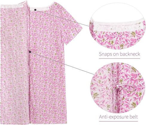 AVIIER 100% Cotton Hospital Gowns for Women Open Back Adaptive Clothing Nightgown Post Shoulder Surgery Patient Gown in Kuwait